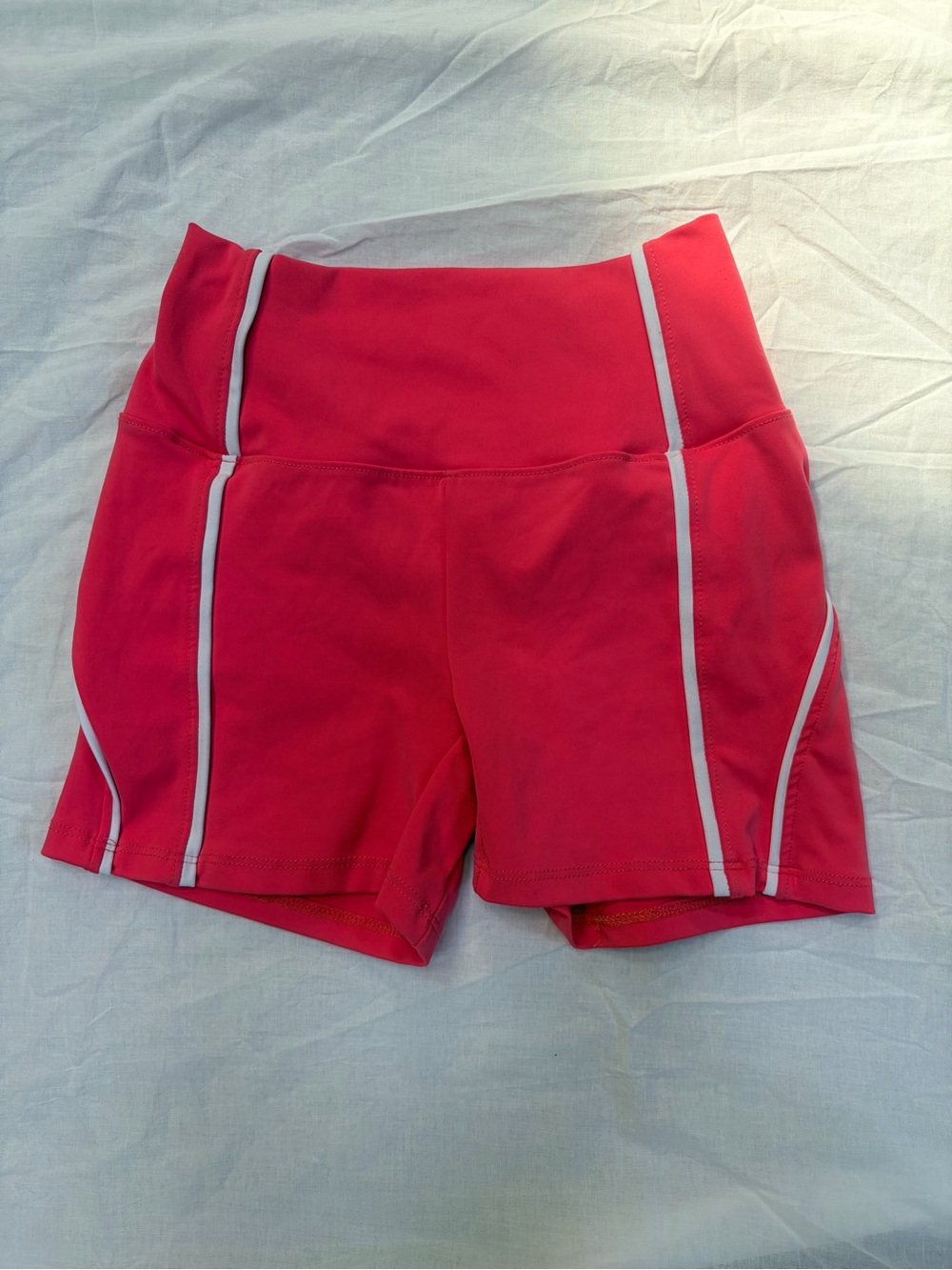 Five Dancewear - size small High-Waist Pink Athletic Shorts with White Trim